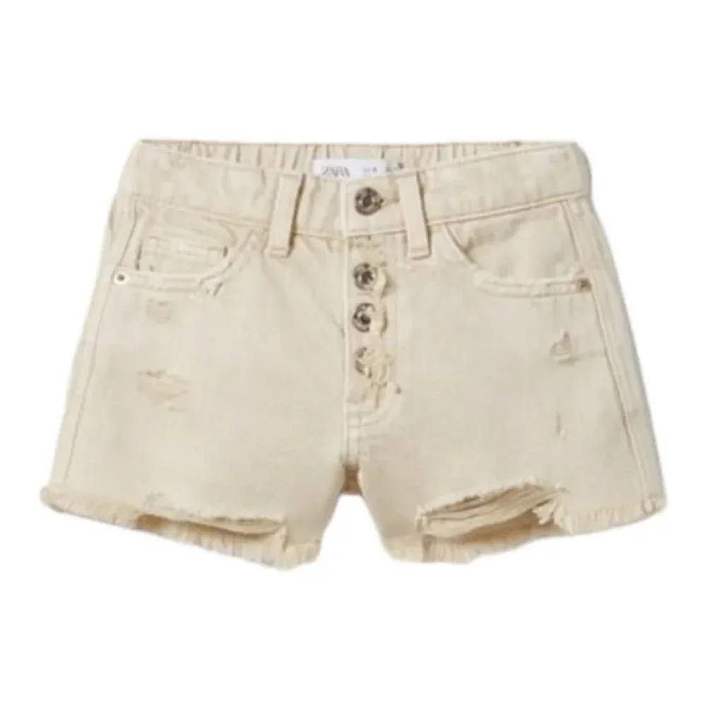 ZARA Kids | Green | FRAYED DENIM SHORTS